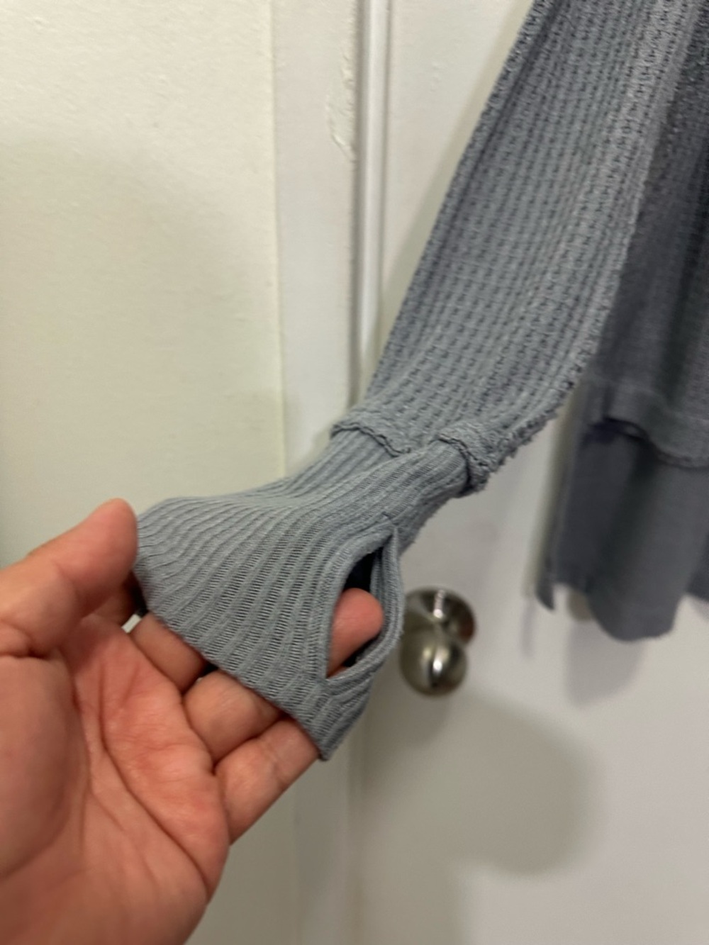 We The Free North Shore Thermal Waffle Tunic Gray Knit Top - Picture 8 of 8